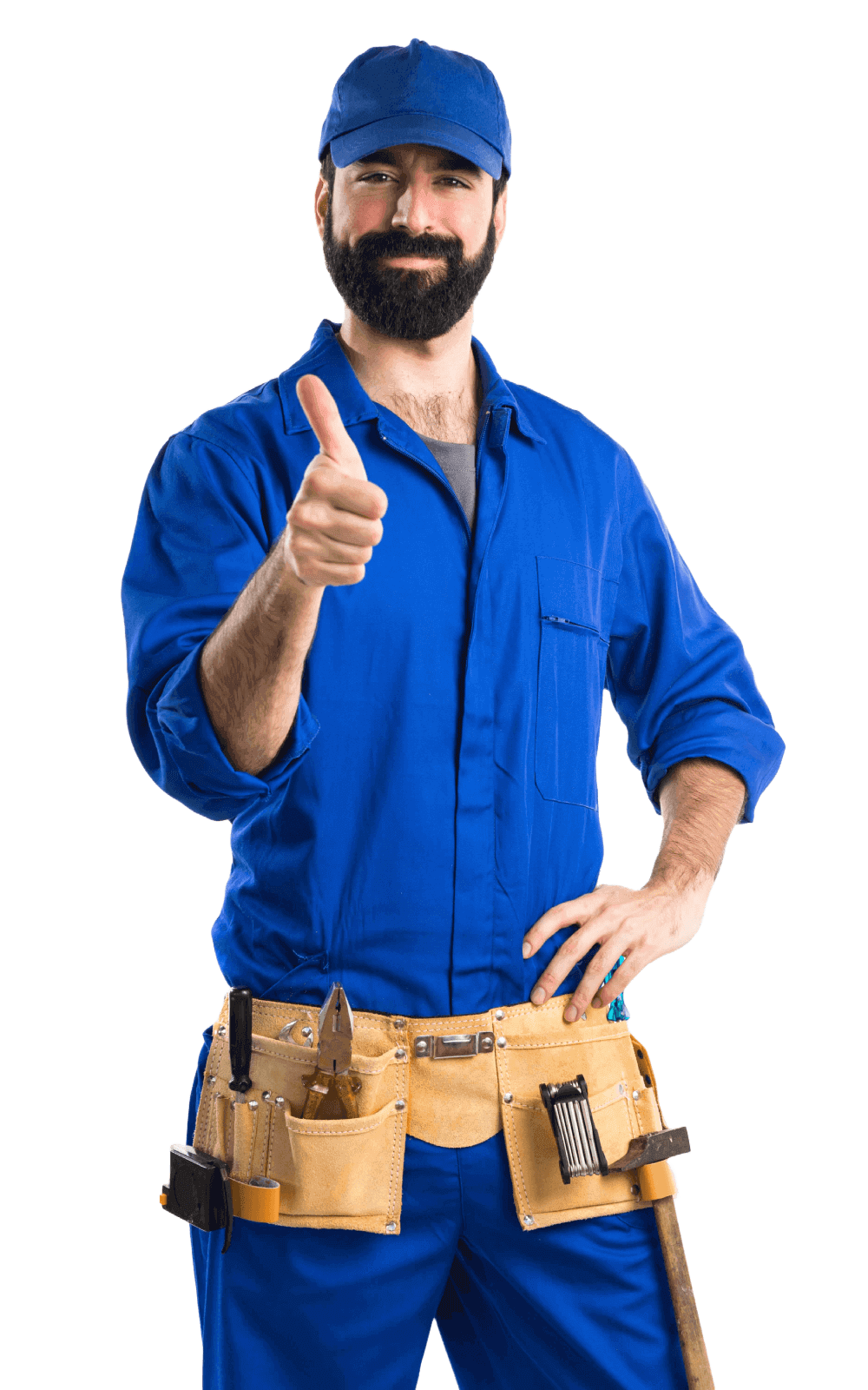 plumber with thumb up